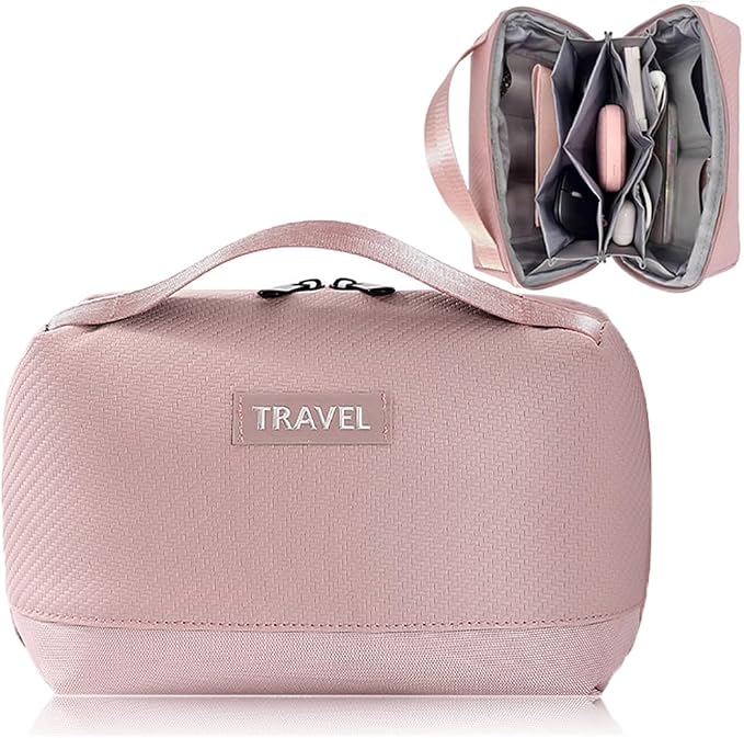 Electronic Organizer Accessory Cable Organiser Bag Water-Resistant Travel Essentials Tech Pouch for Charger, Cables, Hard Drive, Power Bank, Memory Card (Pink)
