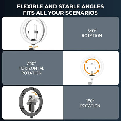 12" Ring Light with Stand Tripod for iPhone, Overhead Phone Camera Mount, Adjustable 72" Height Tripod Holder Floor, Phone Stand for Video Recording Filming Streaming Cooking TikTok YouTube, CRI >95