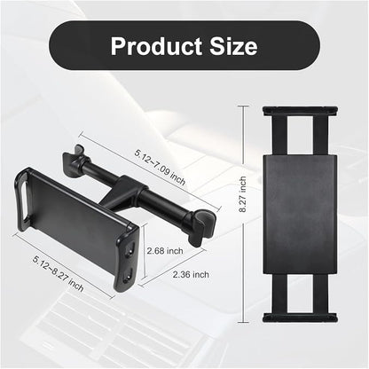 Car Headrest Mount, Adjustable 360 Rotating Tablet Holder for 5.3"-10.2" Devices, Universal Car Backseat Phone Mount for Kids, Fit for iPhone Pro Max, Galaxy Tabs (Black)