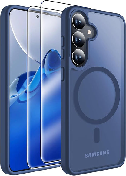 MOZOTER for Samsung Galaxy S25 Plus Case with Magnetic,[Compatible with MagSafe][12Ft Military Dropproof][2*Screen Protector] Translucent Slim Shockproof Holsters Case for S25 Plus,6.7"-Blue