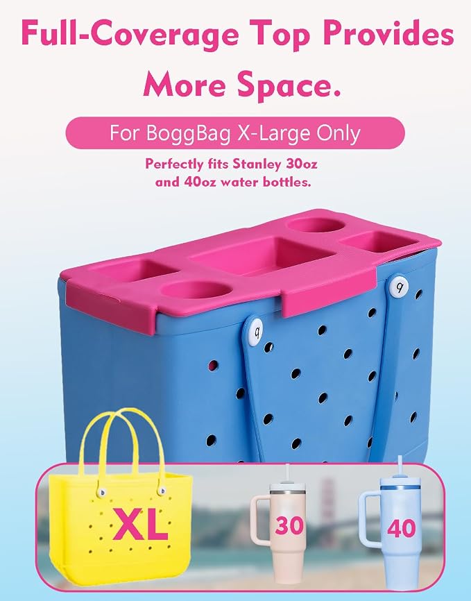 Top Cup Phone Holder Tray Storage Lid for Stanley Compatible with Bogg Bag XL Cover, Cup Organizer Holder Waterproof Silicone Multifunctional Storage Box for Outdoor Beath Camping Travel (Red, XL)
