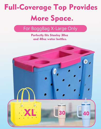 Top Cup Phone Holder Tray Storage Lid for Stanley Compatible with Bogg Bag XL Cover, Cup Organizer Holder Waterproof Silicone Multifunctional Storage Box for Outdoor Beath Camping Travel (Red, XL)