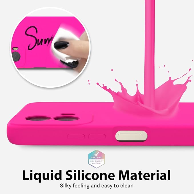 oakxco for Motorola Moto G Power 5G 2024 Phone Case Liquid Silicone, Thin Slim Soft Rubber Gel TPU Plain Simple Cover for Women Girl Cute, Matte Solid Color, Hot Pink Fuchsia