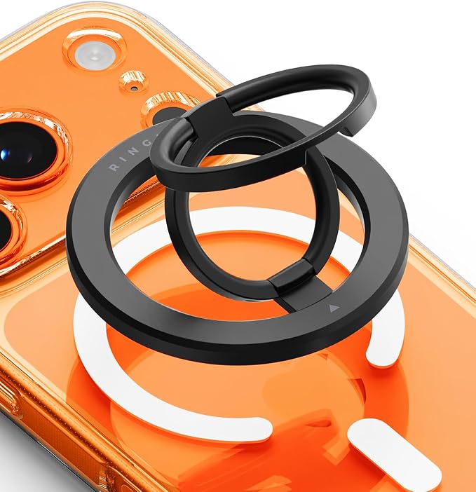 Ringke Dual Magnetic Smart Ring [Compatible with MagSafe] Phone Grip, Dual-Sided Powerful Magnet, 3-Tier Foldable Kickstand 0.17 Inch Slim Holder for Gym, iPhone, Galaxy, Pixel - Black