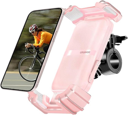 Bicycle Phone Holder,Motorcycle Handlebar Phone Mount,1S Quick Lock Release,360°Rotation Silicone Wrapped Phone Clamp Stand for E-bike,Scooter ATV Strollers Bike Phone Clip,for 4.7- 6.8"Phones