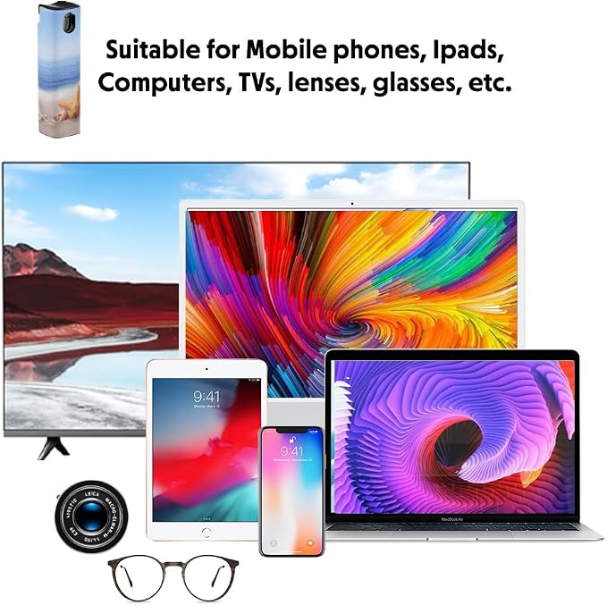 WIRESTER Screen Cleaner Spray Kit, All-in-One Spray and Wipe Cleaner, Touchscreen Mist Cleaner for Cell Phones, Tablets, iPad, Computer, Laptop, TV and Car Screens - Seashells On The Beach