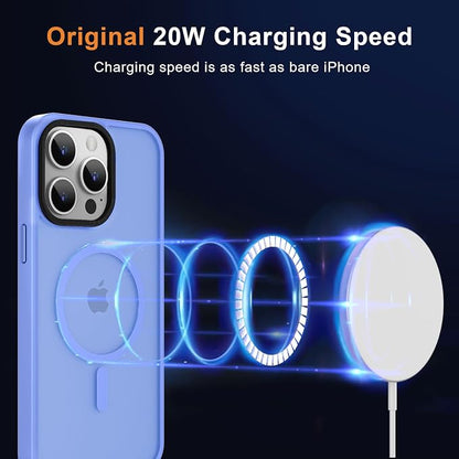 MOCCA Strong Magnetic for iPhone 15 Pro Max Case, Compatible with Magsafe, 13FT Military Drop Protection, Slim Translucent Matte Shockproof Case for iPhone 15 ProMax Case 6.7'', Blue