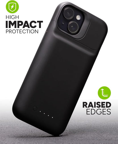 Mophie Juice Pack iPhone 15 Battery Case - Legendary Power & Protection - Up to 50% Extra Battery, 6ft Drop Safety, Eco-Friendly Design, Black