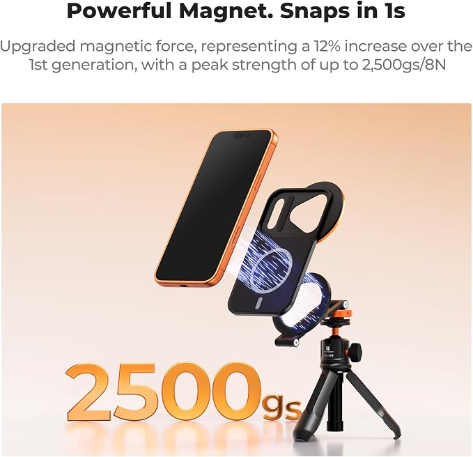 K&F CONCEPT Double-Sided Magnetic Lens Filter Mount Adapter, Compatible with iPhone 17 Pro and 58mm Threaded Filters, iPhone Filter Mount (Filter Not Included)