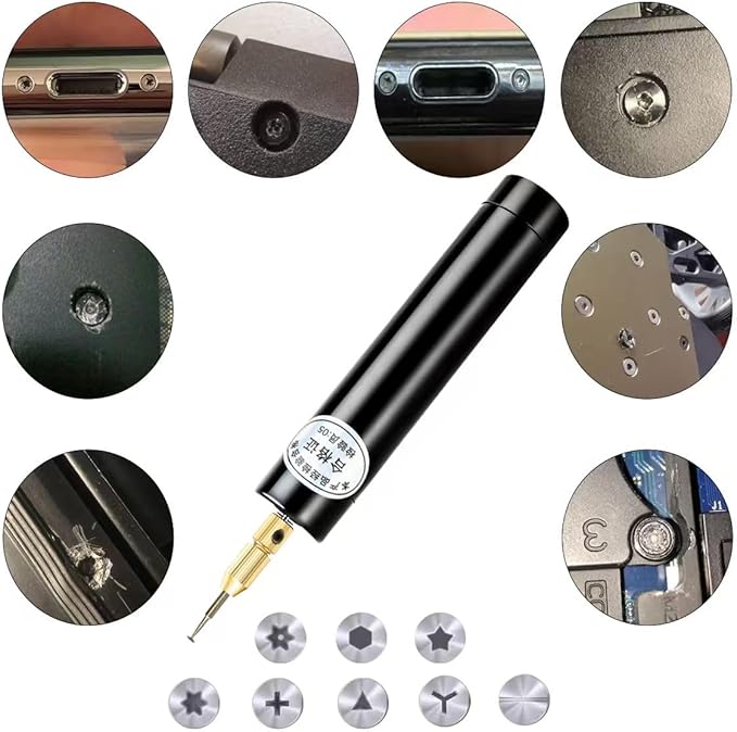 Damaged Screw Removal for Cell Phone Rechargeable Broken Screw Extractor Kit for iPhone Cell Phone Repair Tool 4 Size Grinding Heads Portable Screw Extractor for Laptop/Pad Electronic Products