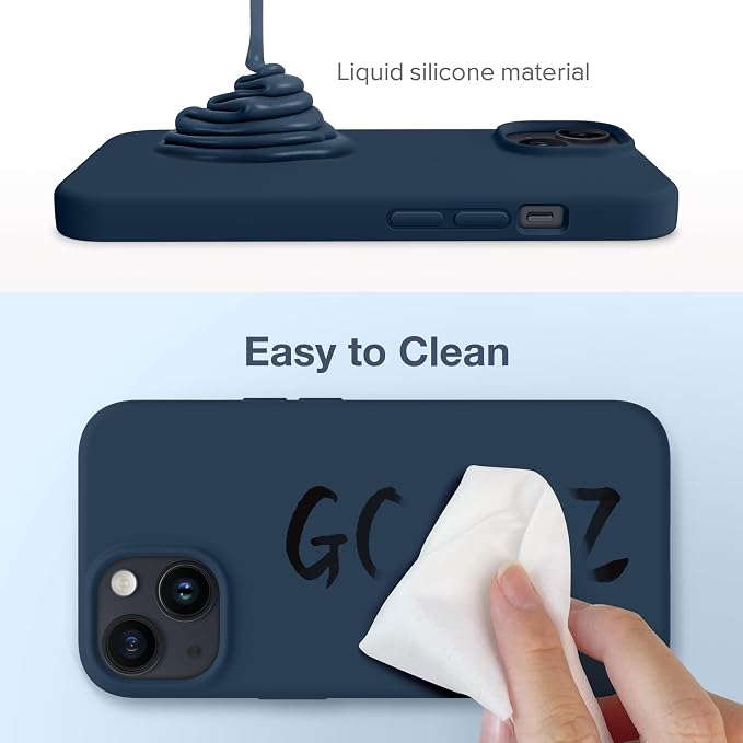 GONEZ Magnetic for iPhone 14 Case, Compatible with Magsafe, with Screen Protector + Camera Protector, Anti-Scratch Microfiber Lining, Liquid Silicone Shockproof Protective Phone Case, Dark Blue