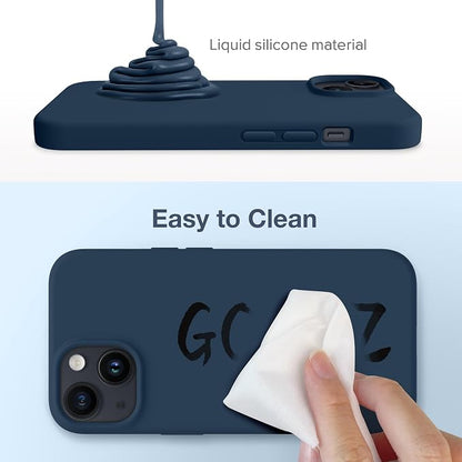GONEZ Magnetic for iPhone 14 Case, Compatible with Magsafe, with Screen Protector + Camera Protector, Anti-Scratch Microfiber Lining, Liquid Silicone Shockproof Protective Phone Case, Dark Blue