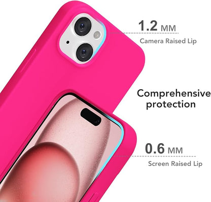 for iPhone 15 Case Silicone Compatible with Magsafe Case, Ultra Slim Thin Magnetic Phone Cases Mag Safe, Cute Soft Rubber Gel TPU Matte Plain Wireless Charging Cover for Women, Hot Pink