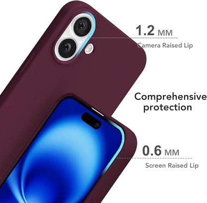 for iPhone 16 Case Silicone Compatible with Magsafe Case, Ultra Slim Thin Magnetic Phone Cases Mag Safe, Cute Soft Rubber Gel TPU Matte Plain Wireless Charging Cover for Women, Burgundy Maroon
