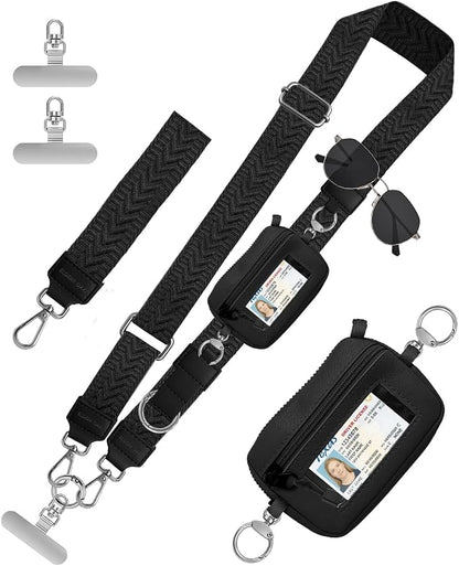 Phone Lanyard Crossbody with RFID Wallet & Eyeglass Holder, Anti-Theft Cell Phone Strap for Travel, Universal