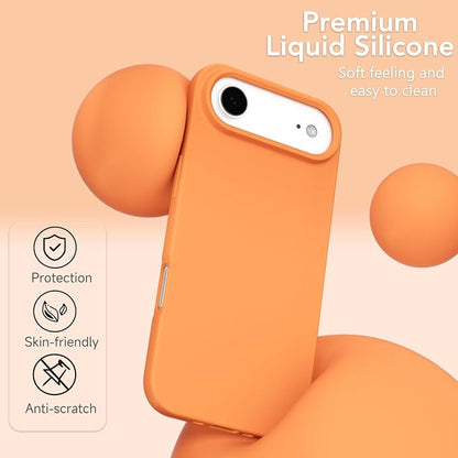 for iPhone 17 Air Case Silicone Compatible with Magsafe Case, Ultra Slim Thin Magnetic Phone Cases Mag Safe, Cute Soft Rubber Gel TPU Matte Plain Wireless Charging Cover for Women, Neon Orange