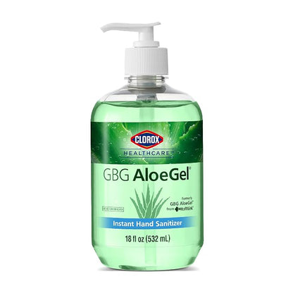 Clorox Healthcare GBG AloeGel Large Hand Sanitizer Gel with Pump - Bleach Free Hand Sanitizers - Sanitizing Solution for School Supplies & Office Use, 18 Fl Oz