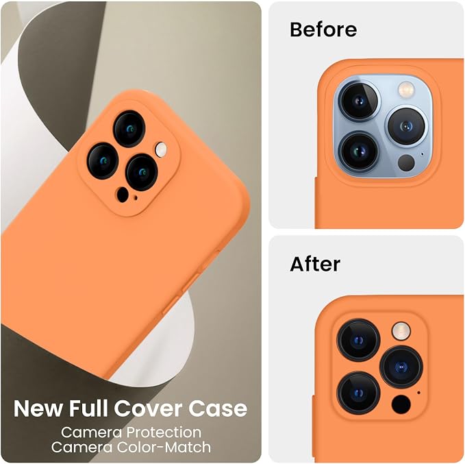 FireNova Designed for iPhone 13 Pro Max Case, Silicone [Camera Protection] Phone Case, Soft Anti-Scratch Microfiber Lining Inside, 6.7 inch, Kumquat
