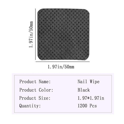 1200PCS Nail Wipes, Lint Free Nail Wipes Lint Free Wipes,Glue Wipes for Eyelash Extension,Soft Gel Nail Polish Remover Pads Wipes Lint Free Cotton Pads Wipes Non-woven Fabric Glue Cleaning Wipe, Black