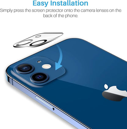 [3+3+1] LK 3 Pack iPhone 12 Screen Protector + 3 Pack Lens Protector with Alignment Frame, [9H] Tempered Glass, Scratch-Proof, Bubble-Free, Smooth Touch Screen Protector for iPhone 12, Clear, 6.1-inch