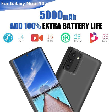 Battery Case for Samsung Galaxy Note 10, 5000mAh Rechargeable Extended Battery Charging Case, External Battery Charger Case, Add 100% Extra Juice