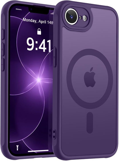 MOCCA Strong Magnetic for iPhone 17e Case/iPhone 16e Case [Compatible with Magsafe] [Full Camera Protection] Slim Translucent Matte Shockproof Phone Case for iPhone 17e / 16e 6.1", Deep Purple
