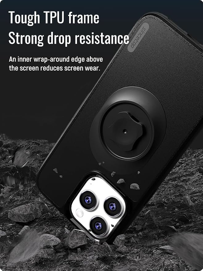 sincetop Shockproof Case with Quick Mount Adapter for iPhone 14 Plus(6.7") - Quick Attach Your Cellphone to Any Bike Mount/Car Phone Holder/Armband/Belt Clip Black