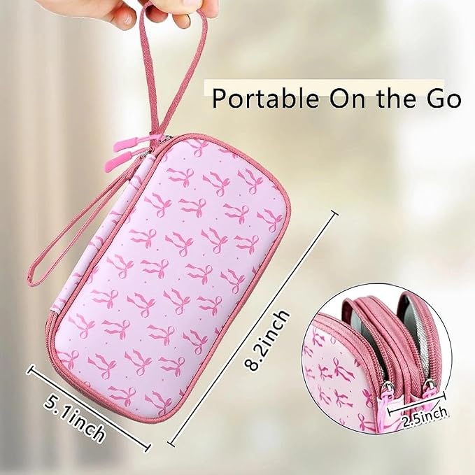COSHAYSOO Travel Gifts for Women College Teen Girls Trip Favors Pink Birthday Gift Ideas, Electronics Cord Cable Organizer Bag Tech Pouch Case Gadgets Accessories Cruise Airplane Essentials, Bowknot