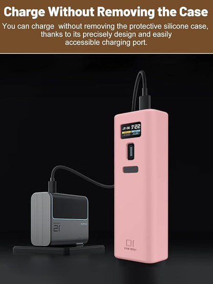Silicone Protective Case Compatible with CUKTECH 10 Power Bank 10,000mAh 150W, Full-Body Protective Cover with Precise Cutouts, Shockproof & Scratch-Resistant Sleeve (Pink)