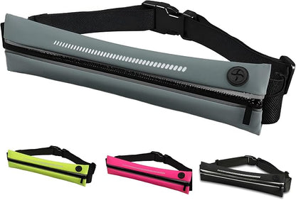 Lightweight Running Belt - Ergonomic Single or Double for Man and Woman - Perfect for running, training, sports (Single, Gray) designed for carrying Phone, Keys & Essentials - For All Cell Phones