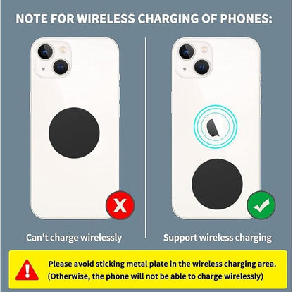 SALEX Phone Metal Stickers for Magnetic Mount - Replacement Set of 16 Car Magnet Square Metal Plates Inside Cell Phone Case. Black Sticky Small Thin Iron Discs with 3M Adhesive Backing for Crafts DIY