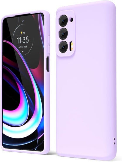 oakxco for Motorola Moto Edge 2021/Edge 2021 5G UW Phone Case Liquid Silicone, Thin Slim Soft Rubber Gel TPU Plain Simple Cover for Women, Matte Solid Color, Lilac Light Purple Lavender Wine