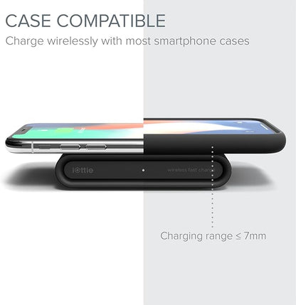 iOttie iON Wireless Mini Fast Charging Pad || Qi-Certified Charger 7.5W for iPhone XS Max R 8 Plus 10W for Samsung Galaxy S10 E S9 S8 Plus Edge, Note 9 | AC Adapter NOT Included | Charcoal