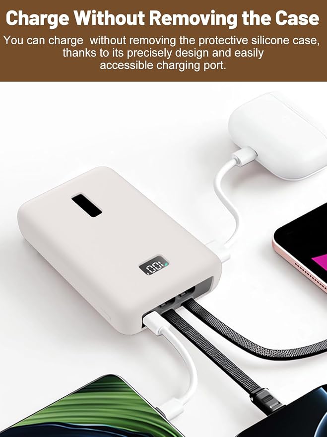 for Anker Zolo Power Bank 2025 20,000mAh 30W A1681/A1689,Silicone Protective Case, Shockproof Cover with LCD Display Visible, Anti-Lost Strap, Precision Cutouts for All-Port Charger (Grey)