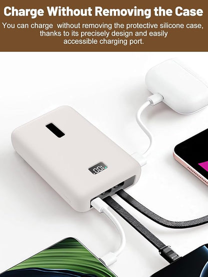 for Anker Zolo Power Bank 2025 20,000mAh 30W A1681/A1689,Silicone Protective Case, Shockproof Cover with LCD Display Visible, Anti-Lost Strap, Precision Cutouts for All-Port Charger (Grey)