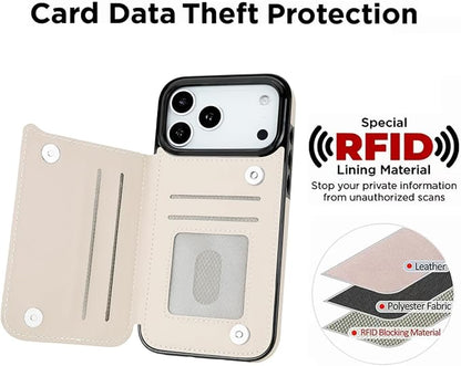 uCOLOR for iPhone 17 Pro Max Wallet Case with Card Holder PU Leather RFID Blocking Design iPhone 17 Pro Max flip case for Women Men Magnetic Clasp Kickstand Design 6.9 inch (Dune Mirage Checkboard)
