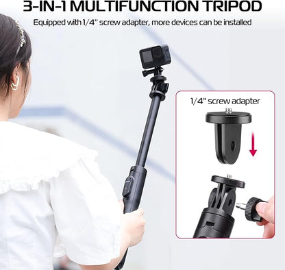 ULANZI SK-03 Selfie Stick Tripod, 64" Professional Stable Phone Tripod Stand for Smartphone/Action Camera, 3 in 1 Extendable Phone Holder with Detachable Remote for Travel Selfies Video Recording Vlog