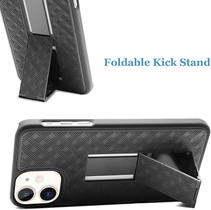 Fingic iPhone 11 Case - Slim Combo Shell with Kickstand & Swivel Belt Clip Holster - Rugged Protective Cover for Apple iPhone 11 6.1 inch 2019 - Black