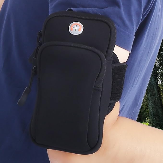 VGEBY Arm Pouch Outdoor Sport Running Jogging Exercise Armband Bag Wrist Pouch Phone Case Bag(Black) Sports Bag Supplies Phone Holder for Running Wrist Pouch Arm Phone Case