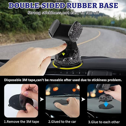 eing Car Phone Mount Bling Crystal Cell Phone Holder with One More Air Vent Base,Universal Universal Phone Car Air Vent Mount Holder Cradle for Dashboard,Windshield and Air Vent,Black