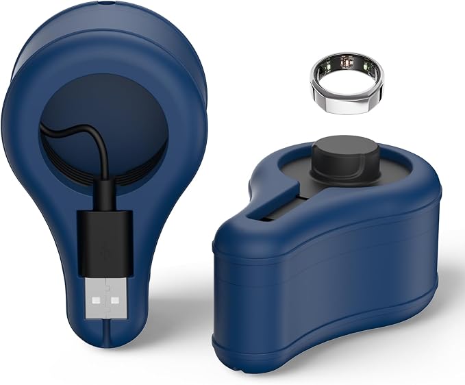 Silicone Charger Protector Cover for Oura Ring Gen3 Charger, Stand Case Compatible with Oura Ring Charger Size 6/7/8/9/10/11/12/13, Cover Case for Oura Ring Gen3 Charger Charger (Deep Blue)