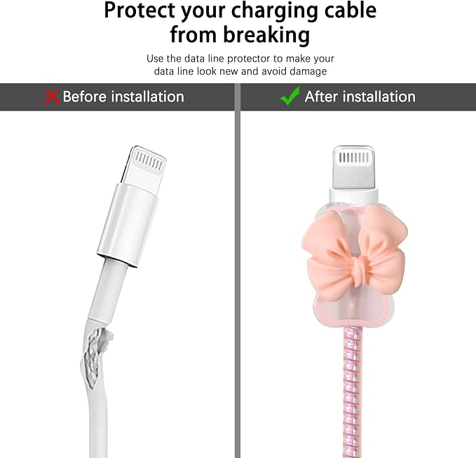 Lovmooful Compatible for iPhone 18W/20W USB-C Charger Cover Clear Lovely 3D Bowknot Waves Design Soft Charger Protector Cute Cable Case Saver Protector for Girls Women-Pink Bowknot