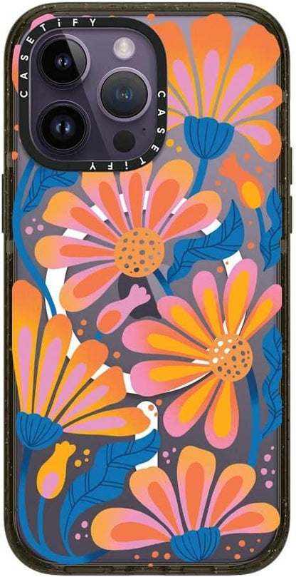 CASETiFY Impact iPhone 14 Pro Max Case [4X Military Grade Drop Tested / 8.2ft Drop Protection/Compatible with Magsafe] - Lazy Daisy - Glossy Black