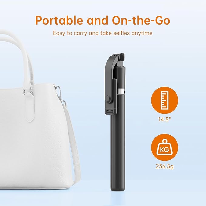 67" Selfie Stick Tripod, Portable Cell Phone Tripod with Wireless Remote Control, 360° Rotating Extendable All-in-1 Travel Stand for Selfies Video Recording, Compatible with iOS/Android, Silver Black