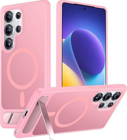Magnetic for Samsung Galaxy S25 Ultra Case, [Innovate Stand][Military Grade Drop Protection][Non Slip][Translucent Matte] Shockproof Phone Case for Galaxy S25 Ultra 6.9" 2025 -Pink