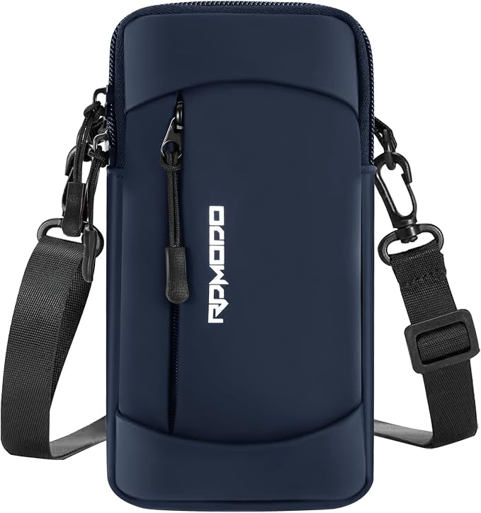Phone Holder for Running with Crossbody Strap, Running Armband Phone Holder for iPhone 12 13 14 15 16 Pro Max Samsung, Cell Phone Holder for Walking Women Men Under 7.5 Inch（Crossbody Bag Blue）