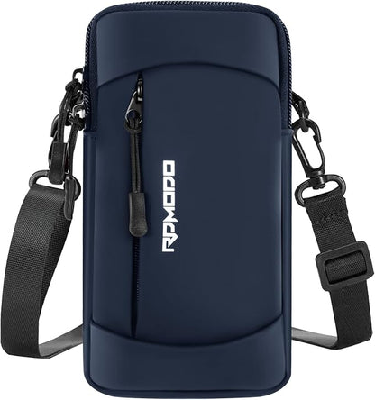 Phone Holder for Running with Crossbody Strap, Running Armband Phone Holder for iPhone 12 13 14 15 16 Pro Max Samsung, Cell Phone Holder for Walking Women Men Under 7.5 Inch（Crossbody Bag Blue）