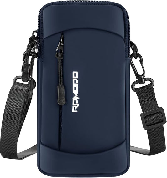 Phone Holder for Running with Crossbody Strap, Running Armband Phone Holder for iPhone 12 13 14 15 16 Pro Max Samsung, Cell Phone Holder for Walking Women Men Under 7.5 Inch（Crossbody Bag Blue）