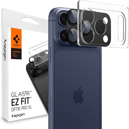 Spigen Camera Lens Screen Protector [GlasTR EZ Fit Optik Pro XL] Designed for iPhone 17 Pro Max [Case Friendly] - Black [1 Pack]