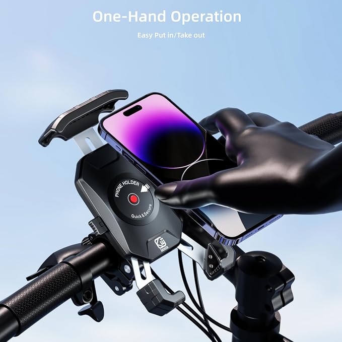 Kewig Bike Phone Mount Holder, Motorcycle Phone Mount [1s Lock] [One Hand Operation], Bicycle Scooter Handlebar Cradle Clip for 4.0-7" Phone